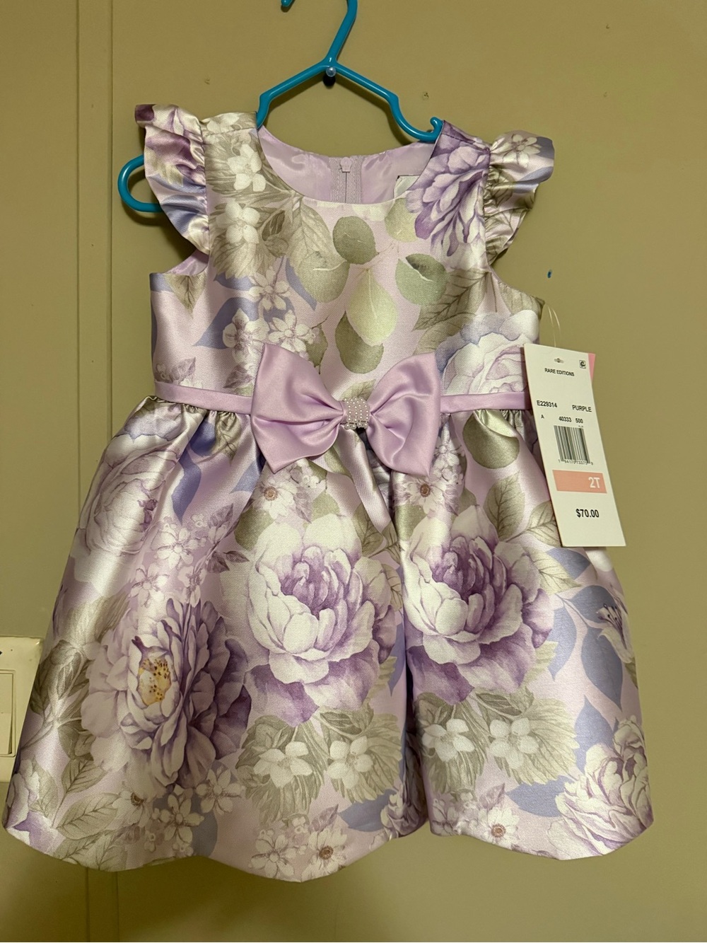 Lilac Floral Bow Party Dress for Girls